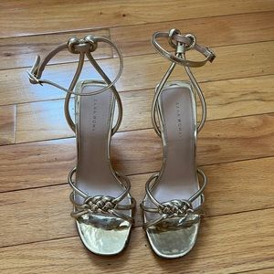 Zara Gold Knot High Heel Sandals - size 37